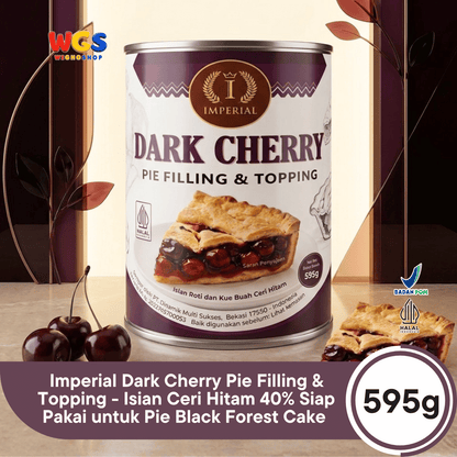 Imperial Dark Cherry Pie Filling & Topping 595g - Isian Ceri Hitam 40% Siap Pakai untuk Pie Black Forest Cake