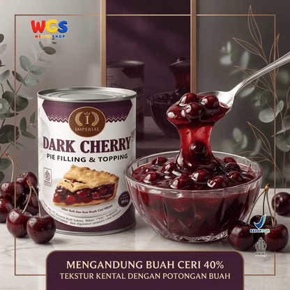 Imperial Dark Cherry Pie Filling & Topping 595g - Isian Ceri Hitam 40% Siap Pakai untuk Pie Black Forest Cake