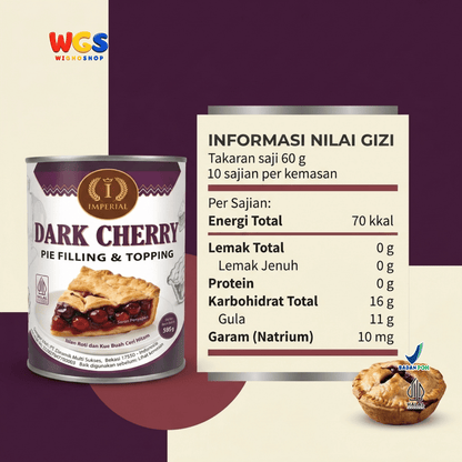 Imperial Dark Cherry Pie Filling & Topping 595g - Isian Ceri Hitam 40% Siap Pakai untuk Pie Black Forest Cake