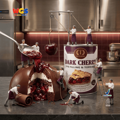 Imperial Dark Cherry Pie Filling & Topping 595g - Isian Ceri Hitam 40% Siap Pakai untuk Pie Black Forest Cake