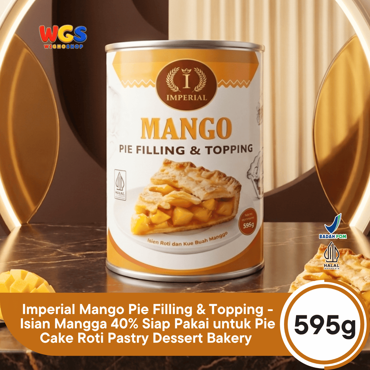 Imperial Mango Pie Filling & Topping 595g - Isian Mangga 40% Siap Pakai untuk Pie Cake Roti Pastry Dessert Bakery