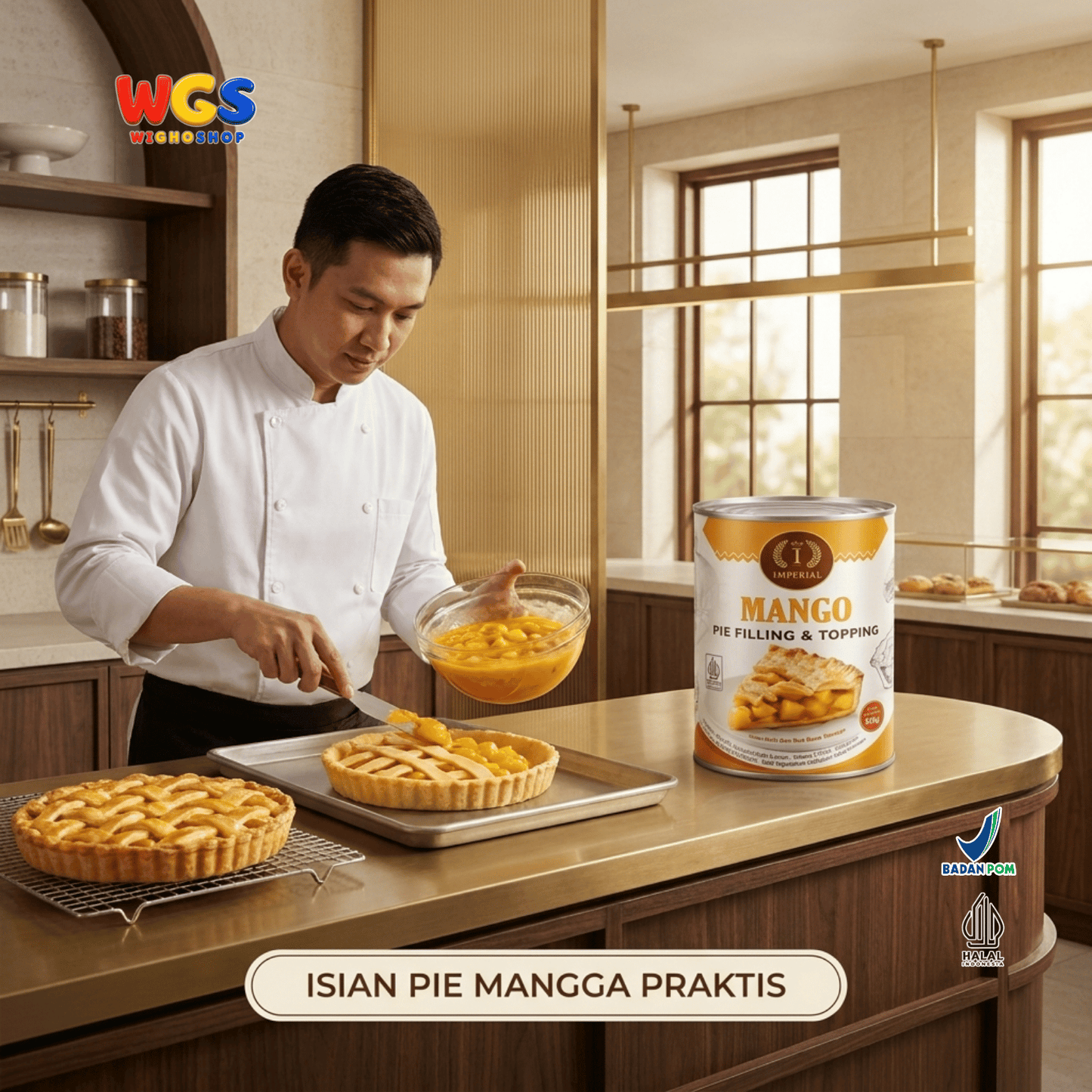 Imperial Mango Pie Filling & Topping 595g - Isian Mangga 40% Siap Pakai untuk Pie Cake Roti Pastry Dessert Bakery