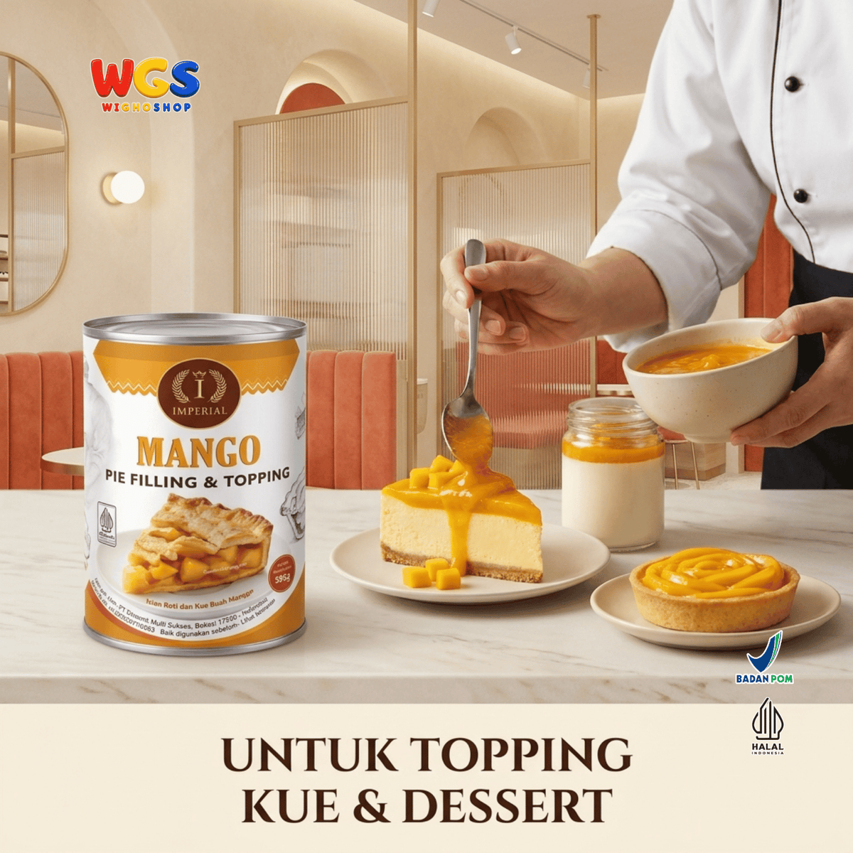 Imperial Mango Pie Filling & Topping 595g - Isian Mangga 40% Siap Pakai untuk Pie Cake Roti Pastry Dessert Bakery
