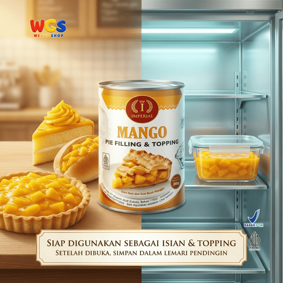 Imperial Mango Pie Filling & Topping 595g - Isian Mangga 40% Siap Pakai untuk Pie Cake Roti Pastry Dessert Bakery