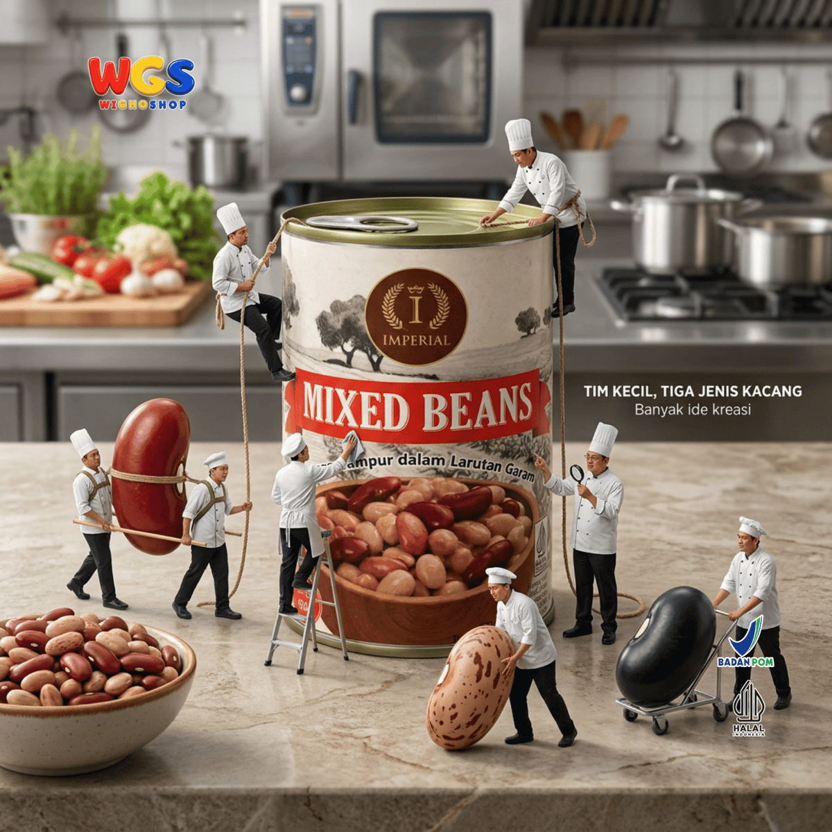 Imperial Mixed Beans 425g - Kacang Campur Kaleng Black Bean Red Kidney Pinto untuk Salad Sup Chili