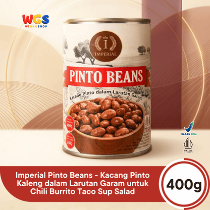 Imperial Pinto Beans 400g - Kacang Pinto Kaleng dalam Larutan Garam untuk Chili Burrito Taco Sup Salad