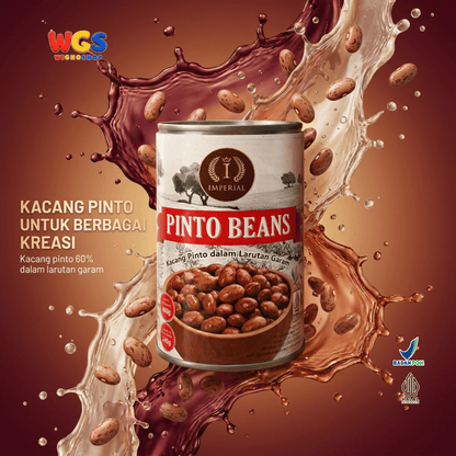 Imperial Pinto Beans 400g - Kacang Pinto Kaleng dalam Larutan Garam untuk Chili Burrito Taco Sup Salad