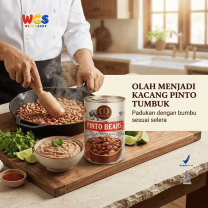 Imperial Pinto Beans 400g - Kacang Pinto Kaleng dalam Larutan Garam untuk Chili Burrito Taco Sup Salad