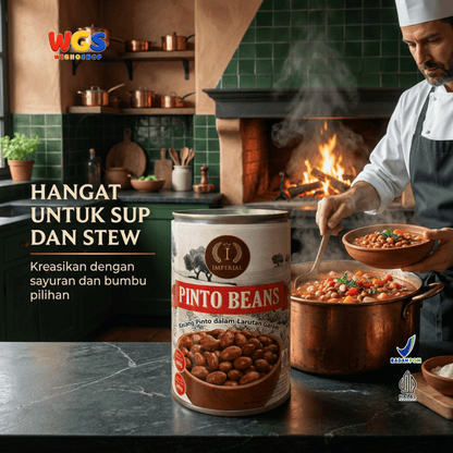 Imperial Pinto Beans 400g - Kacang Pinto Kaleng dalam Larutan Garam untuk Chili Burrito Taco Sup Salad