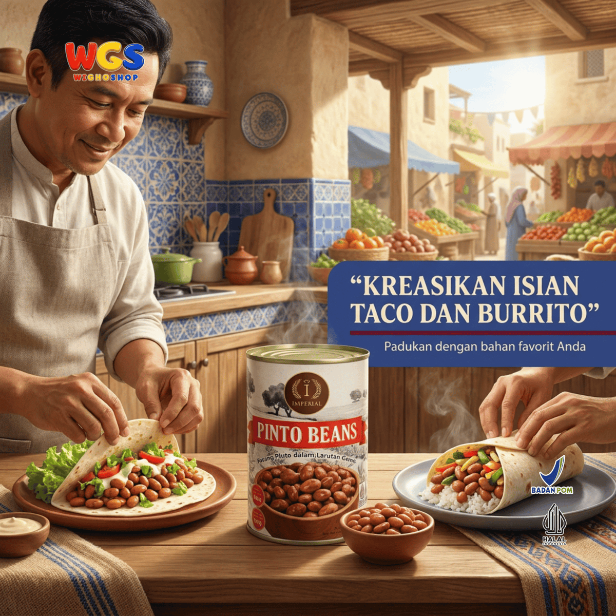 Imperial Pinto Beans 400g - Kacang Pinto Kaleng dalam Larutan Garam untuk Chili Burrito Taco Sup Salad