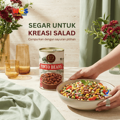 Imperial Pinto Beans 400g - Kacang Pinto Kaleng dalam Larutan Garam untuk Chili Burrito Taco Sup Salad