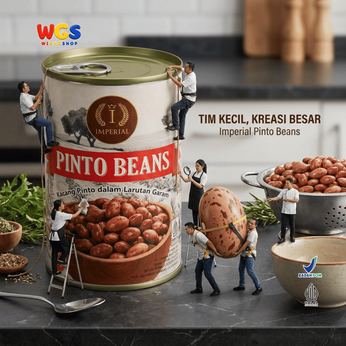 Imperial Pinto Beans 400g - Kacang Pinto Kaleng dalam Larutan Garam untuk Chili Burrito Taco Sup Salad