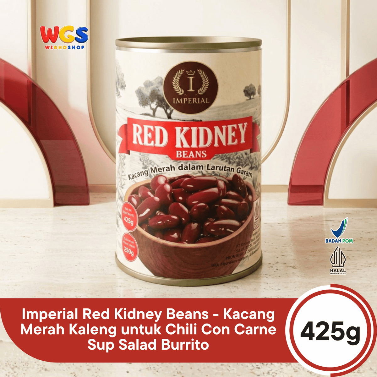Imperial Red Kidney Beans 425g - Kacang Merah Kaleng untuk Chili Con Carne Sup Salad Burrito