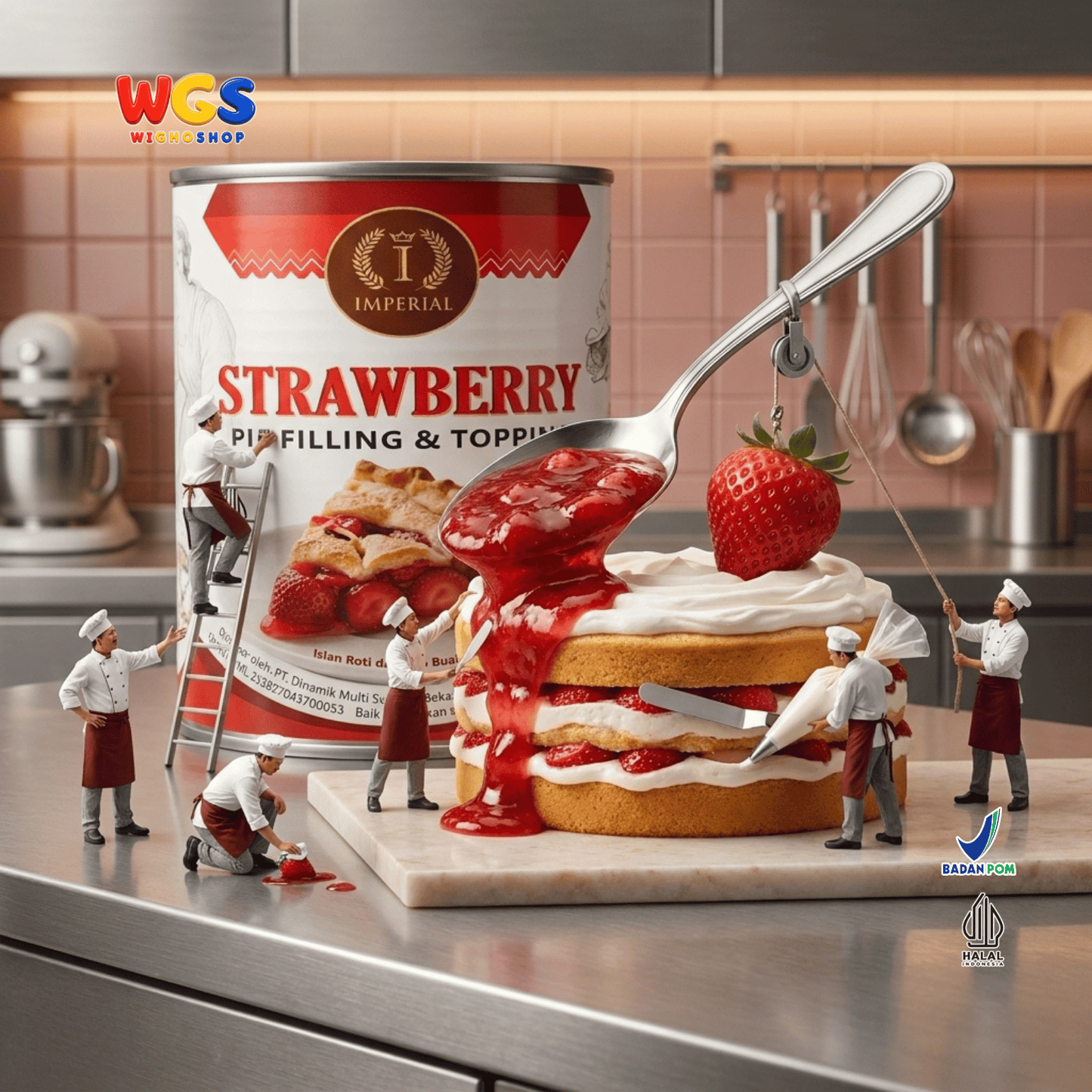 Imperial Strawberry Pie Filling & Topping 595g - Isian Stroberi 40% Siap Pakai untuk Pie Cheesecake Cake Pastry
