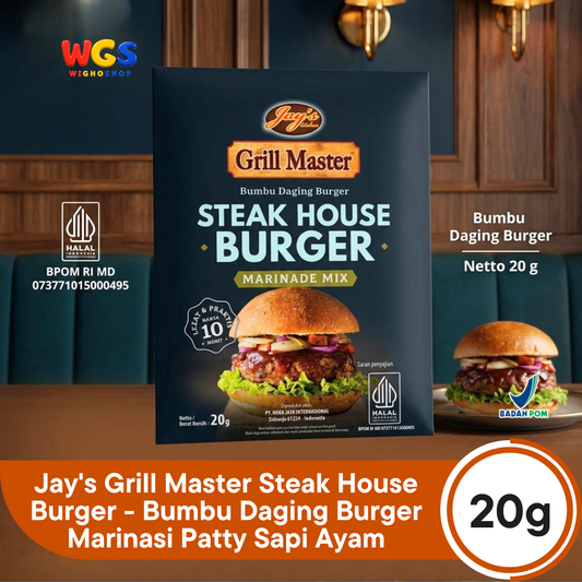 Jay's Grill Master Steak House Burger 20g - Bumbu Daging Burger Marinasi Patty Sapi Ayam