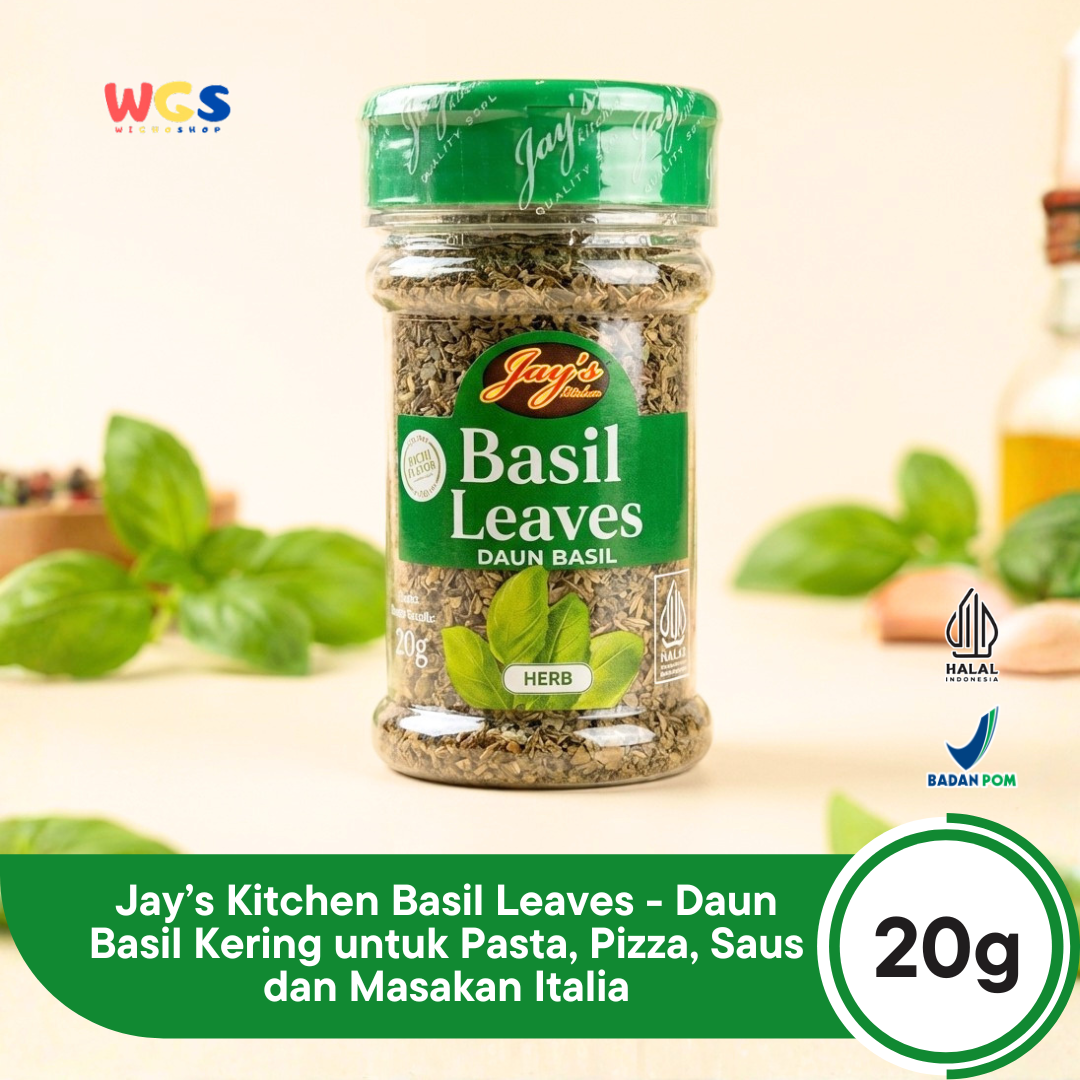 Jay’s Kitchen Basil Leaves 20g - Daun Basil Kering untuk Pasta, Pizza, Saus dan Masakan Italia