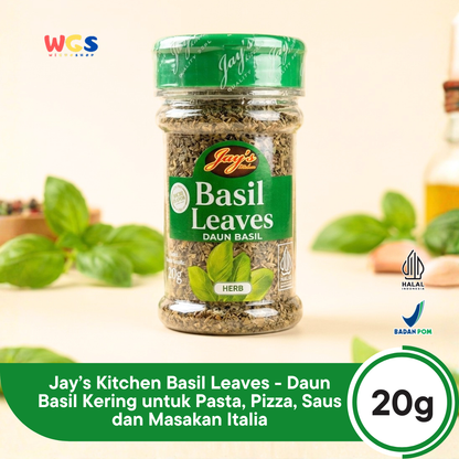Jay’s Kitchen Basil Leaves 20g - Daun Basil Kering untuk Pasta, Pizza, Saus dan Masakan Italia