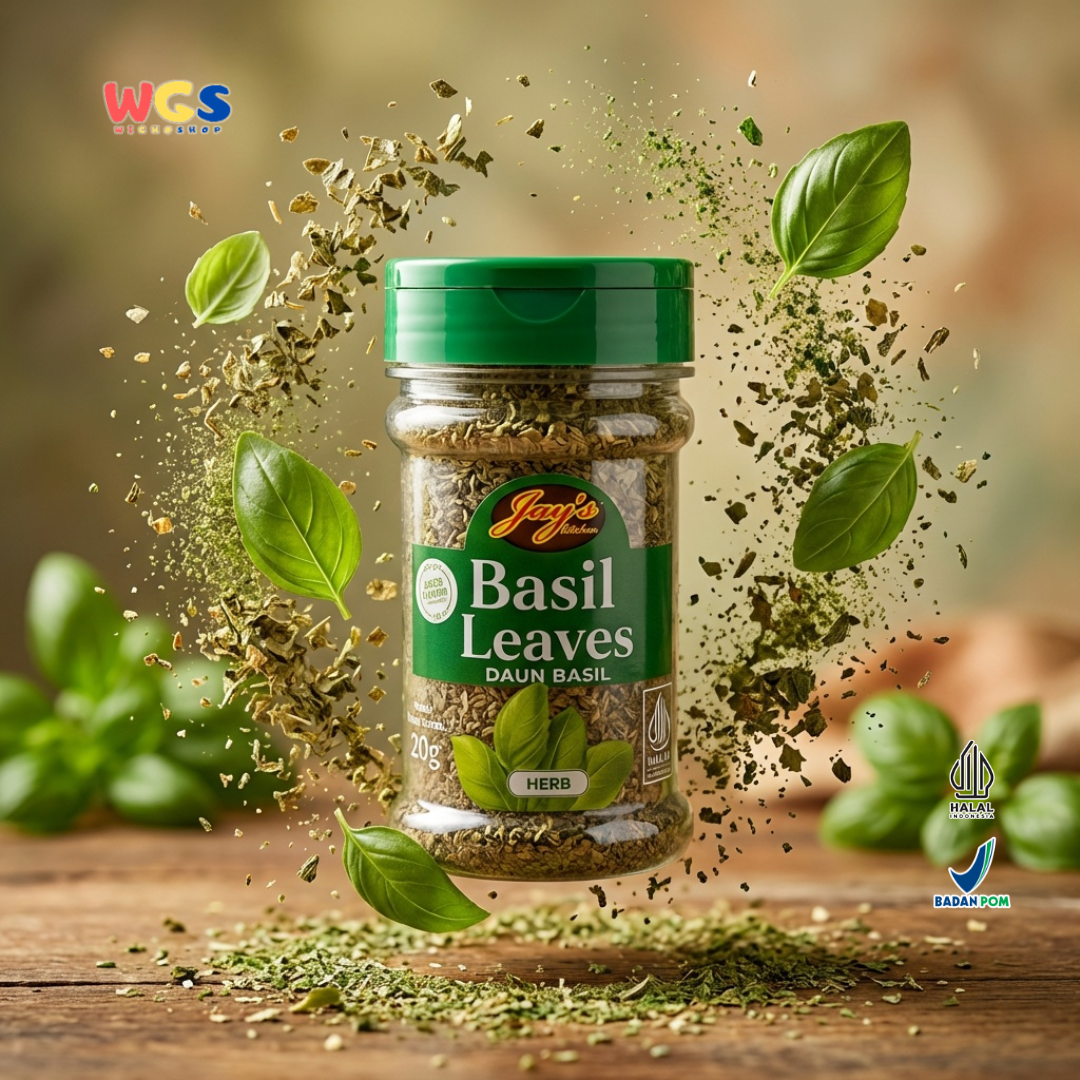 Jay’s Kitchen Basil Leaves 20g - Daun Basil Kering untuk Pasta, Pizza, Saus dan Masakan Italia
