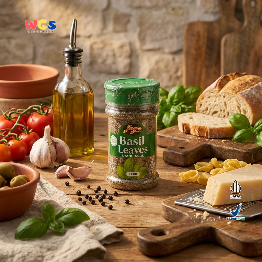 Jay’s Kitchen Basil Leaves 20g - Daun Basil Kering untuk Pasta, Pizza, Saus dan Masakan Italia