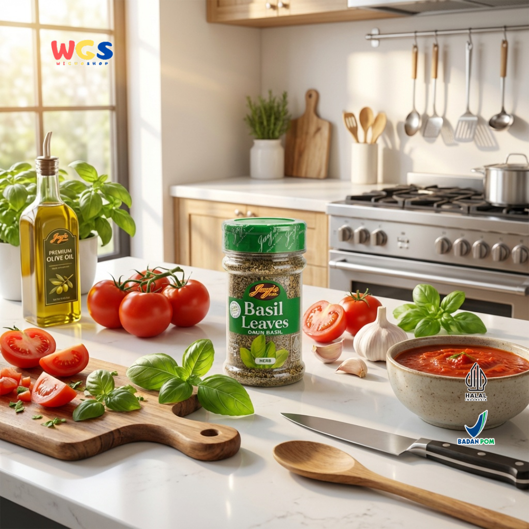Jay’s Kitchen Basil Leaves 20g - Daun Basil Kering untuk Pasta, Pizza, Saus dan Masakan Italia