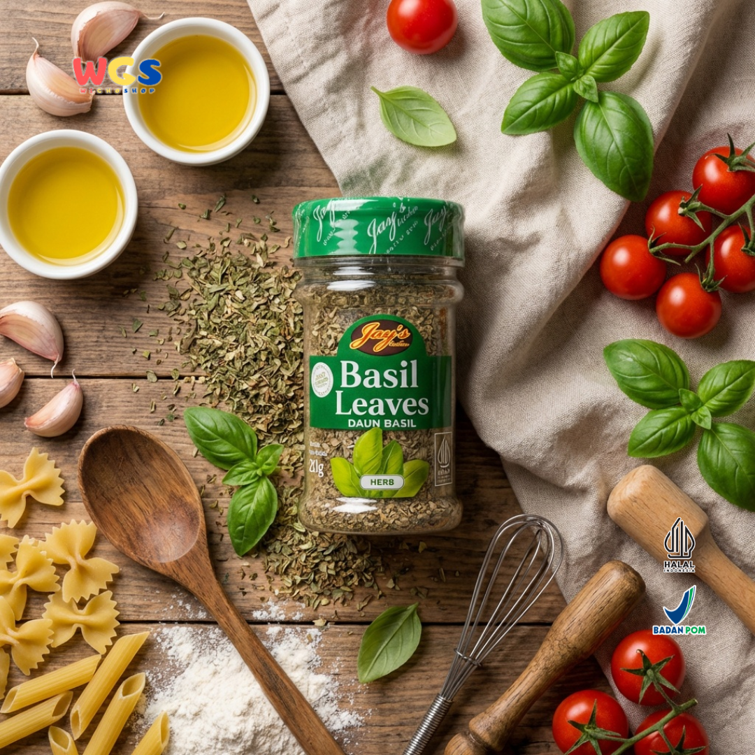 Jay’s Kitchen Basil Leaves 20g - Daun Basil Kering untuk Pasta, Pizza, Saus dan Masakan Italia