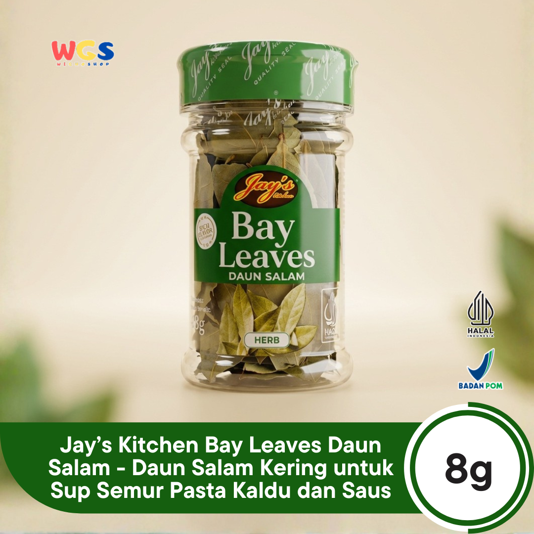 Jay’s Kitchen Bay Leaves Daun Salam 8g - Daun Salam Kering untuk Sup Semur Pasta Kaldu dan Saus