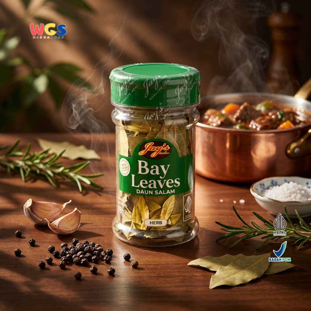 Jay’s Kitchen Bay Leaves Daun Salam 8g - Daun Salam Kering untuk Sup Semur Pasta Kaldu dan Saus
