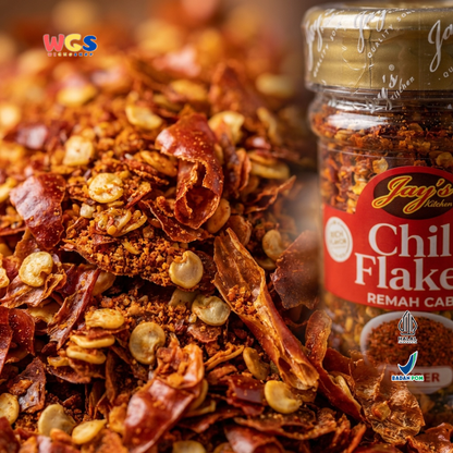 Jay’s Kitchen Chili Flakes Remah Cabe 45g - Cabe Kering Bubuk Kasar untuk Pizza Pasta Mi dan Sambal