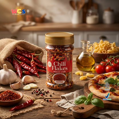 Jay’s Kitchen Chili Flakes Remah Cabe 45g - Cabe Kering Bubuk Kasar untuk Pizza Pasta Mi dan Sambal