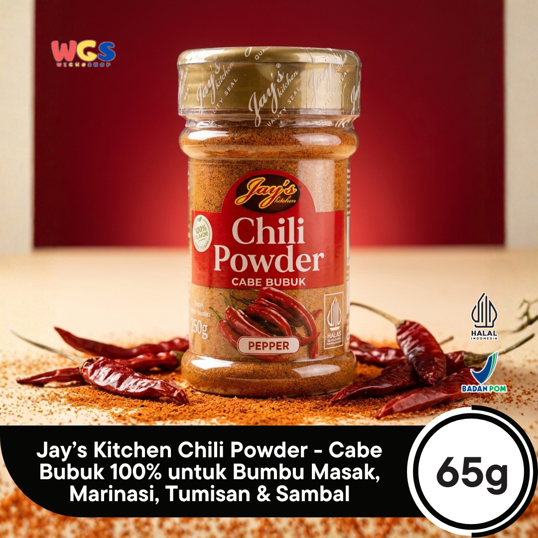 Jay’s Kitchen Chili Powder 65g - Cabe Bubuk 100% untuk Bumbu Masak, Marinasi, Tumisan & Sambal
