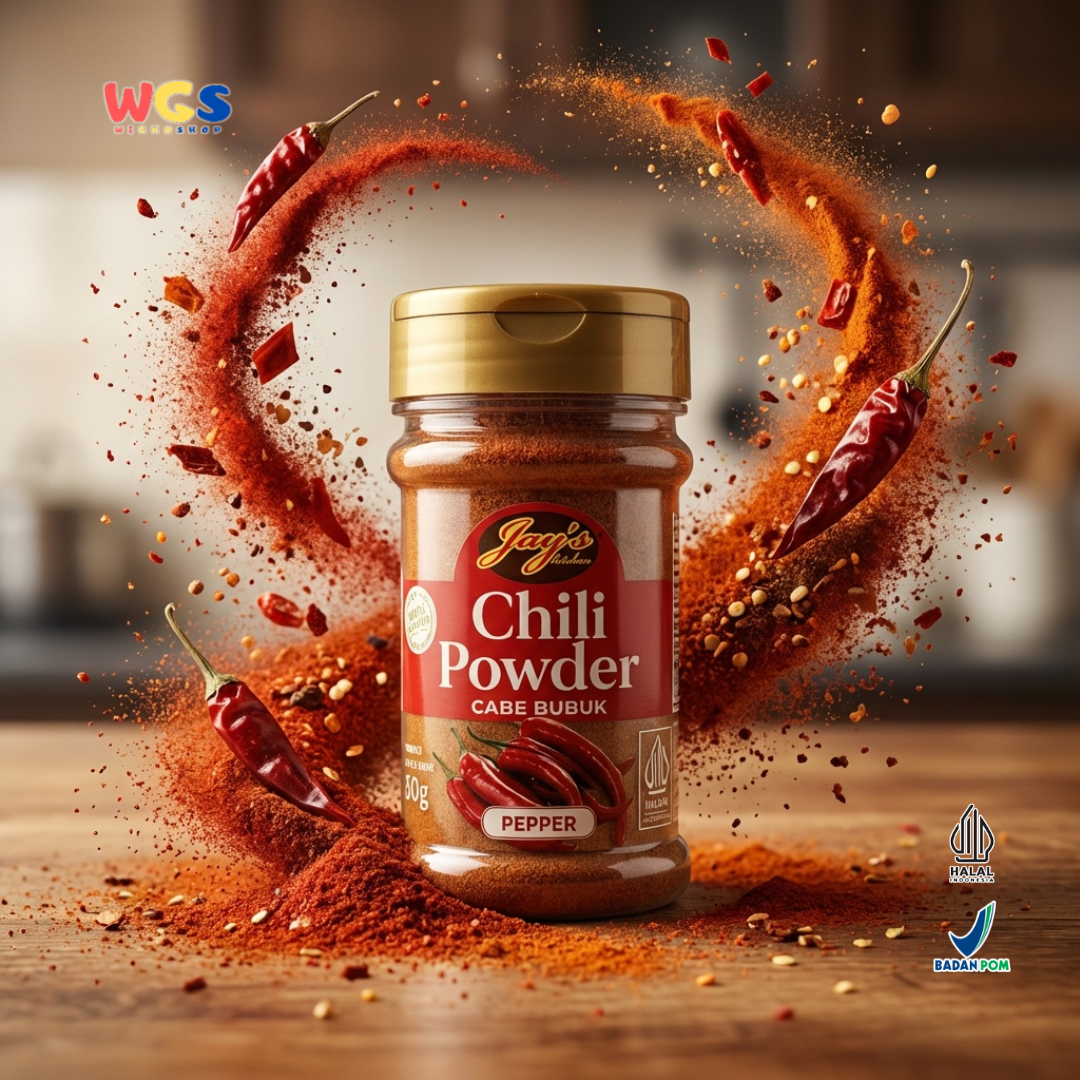 Jay’s Kitchen Chili Powder 65g - Cabe Bubuk 100% untuk Bumbu Masak, Marinasi, Tumisan & Sambal