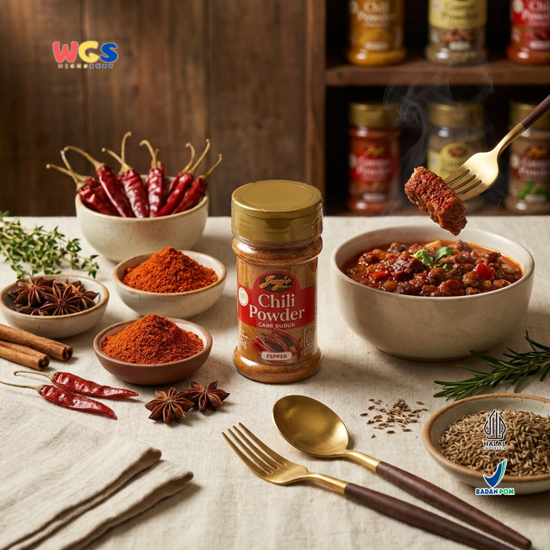 Jay’s Kitchen Chili Powder 65g - Cabe Bubuk 100% untuk Bumbu Masak, Marinasi, Tumisan & Sambal