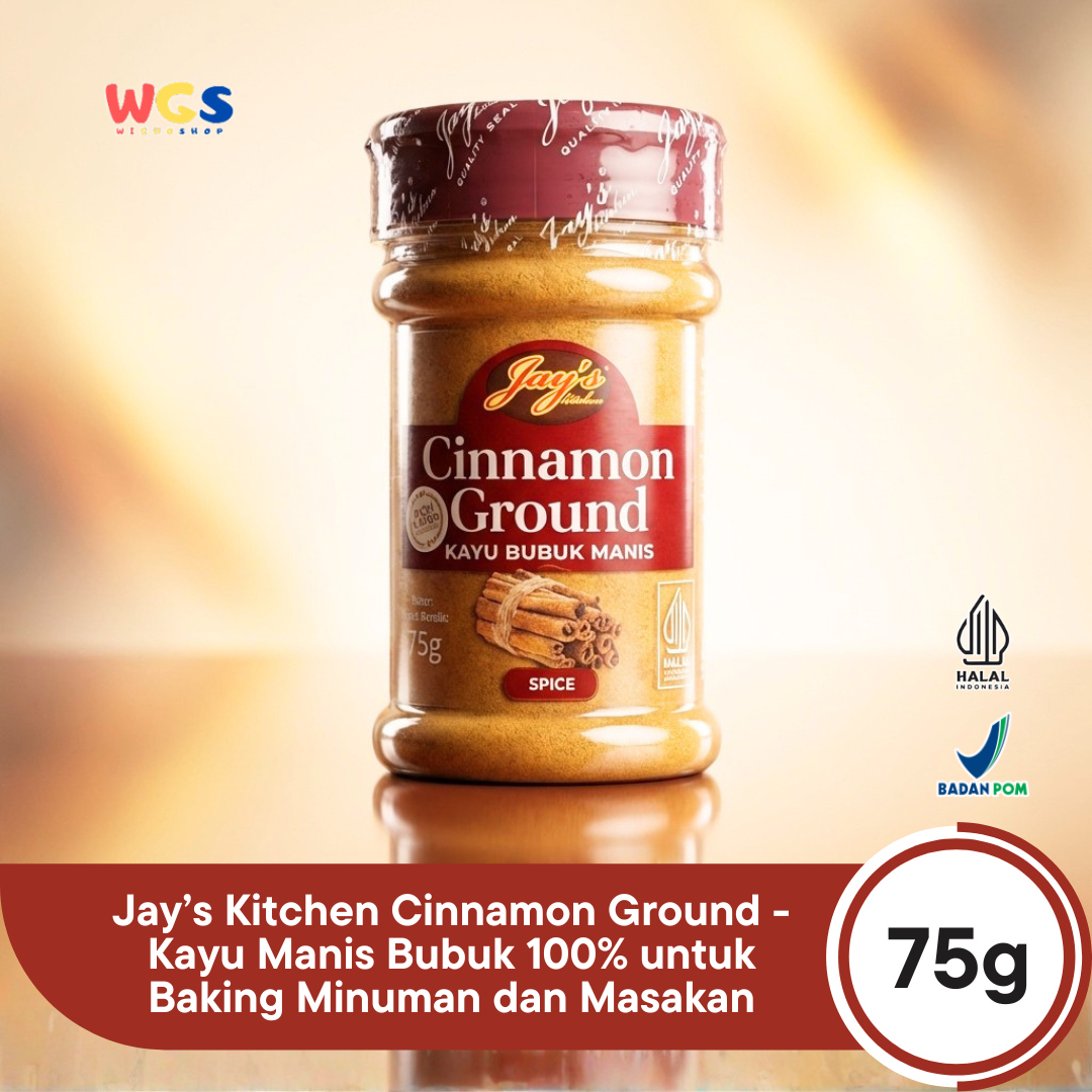 Jay’s Kitchen Cinnamon Ground 75g - Kayu Manis Bubuk 100% untuk Baking Minuman dan Masakan