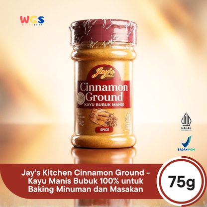 Jay’s Kitchen Cinnamon Ground 75g - Kayu Manis Bubuk 100% untuk Baking Minuman dan Masakan