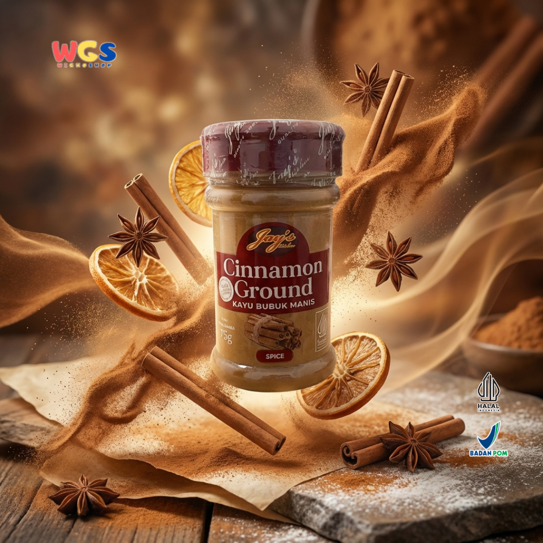 Jay’s Kitchen Cinnamon Ground 75g - Kayu Manis Bubuk 100% untuk Baking Minuman dan Masakan