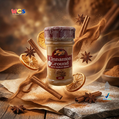 Jay’s Kitchen Cinnamon Ground 75g - Kayu Manis Bubuk 100% untuk Baking Minuman dan Masakan