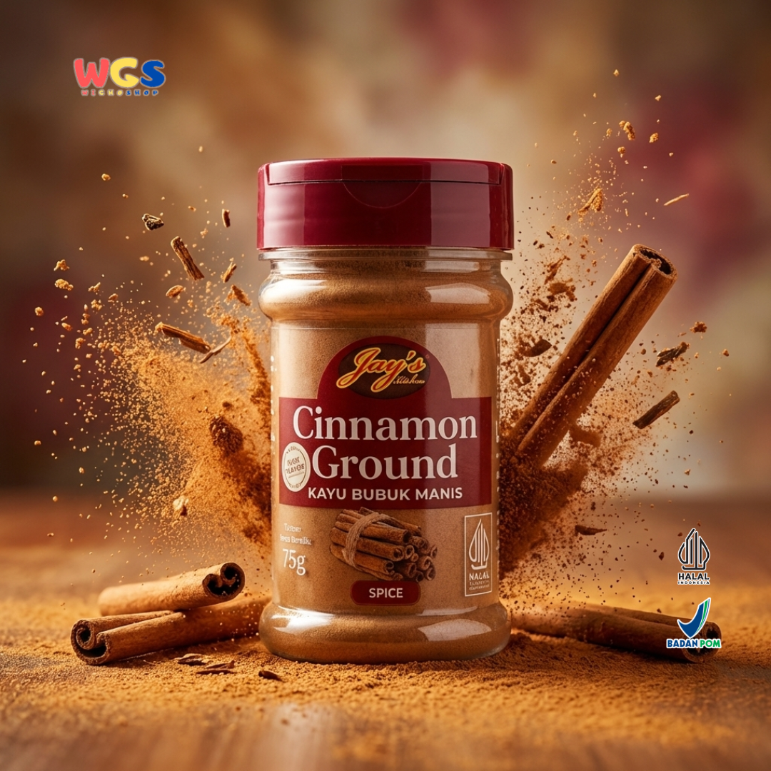 Jay’s Kitchen Cinnamon Ground 75g - Kayu Manis Bubuk 100% untuk Baking Minuman dan Masakan