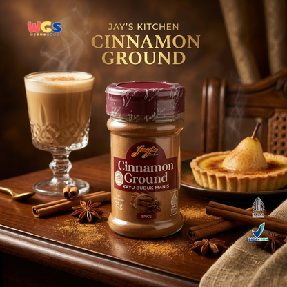 Jay’s Kitchen Cinnamon Ground 75g - Kayu Manis Bubuk 100% untuk Baking Minuman dan Masakan