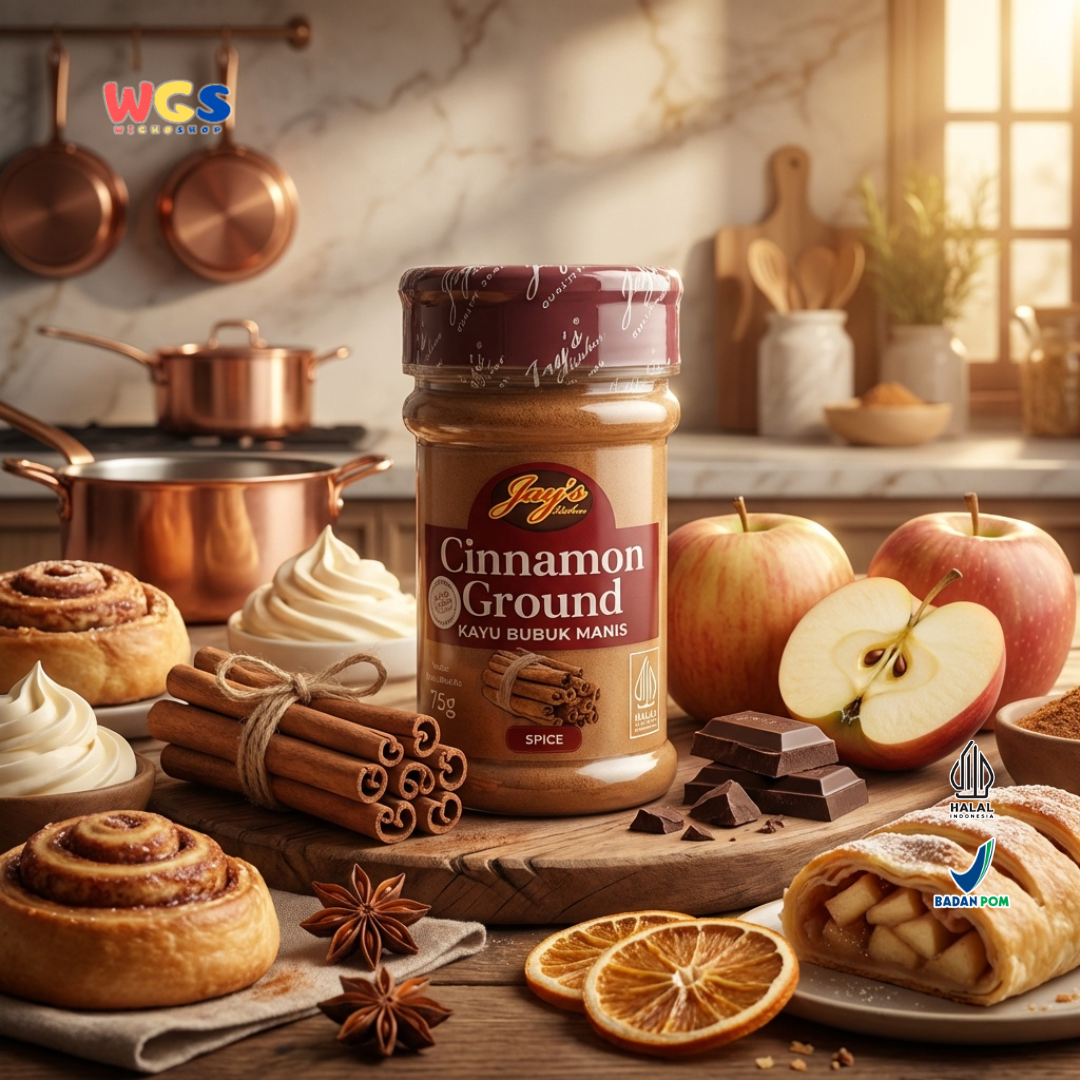 Jay’s Kitchen Cinnamon Ground 75g - Kayu Manis Bubuk 100% untuk Baking Minuman dan Masakan