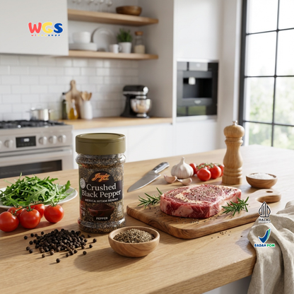 Jay's Kitchen Crushed Black Pepper 60g - Merica Hitam Remah Bumbu Masak Steak Halal Premium