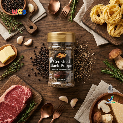 Jay's Kitchen Crushed Black Pepper 60g - Merica Hitam Remah Bumbu Masak Steak Halal Premium
