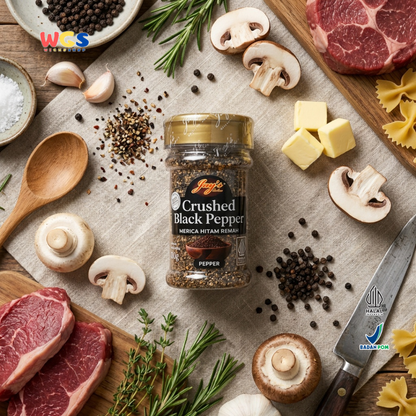 Jay's Kitchen Crushed Black Pepper 60g - Merica Hitam Remah Bumbu Masak Steak Halal Premium