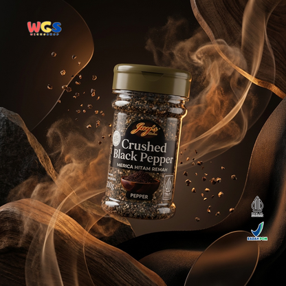 Jay's Kitchen Crushed Black Pepper 60g - Merica Hitam Remah Bumbu Masak Steak Halal Premium