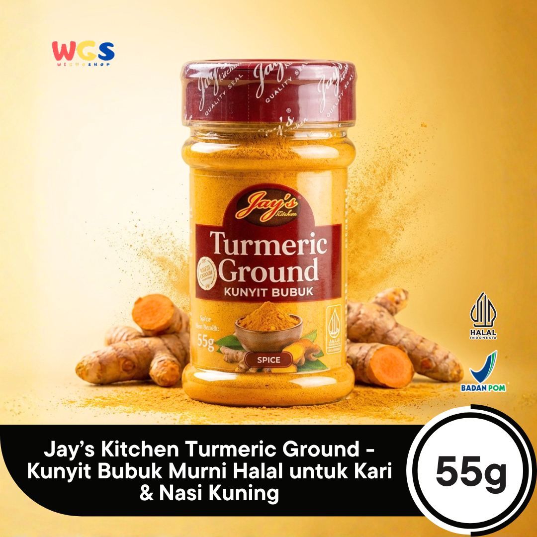 Jay’s Kitchen Turmeric Ground 55g - Kunyit Bubuk Murni Halal untuk Kari & Nasi Kuning