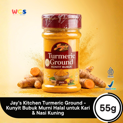 Jay’s Kitchen Turmeric Ground 55g - Kunyit Bubuk Murni Halal untuk Kari & Nasi Kuning