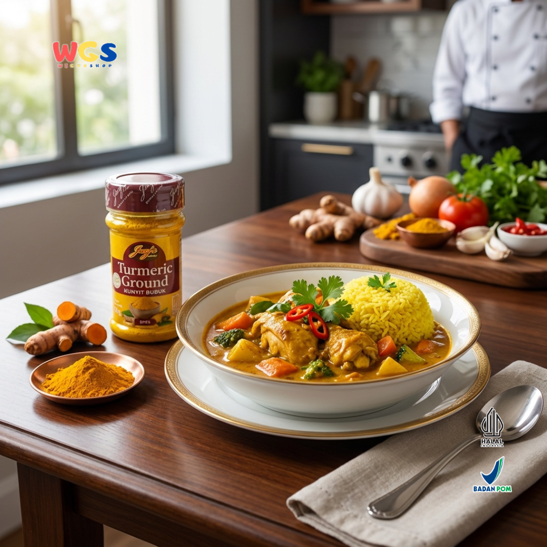 Jay’s Kitchen Turmeric Ground 55g - Kunyit Bubuk Murni Halal untuk Kari & Nasi Kuning