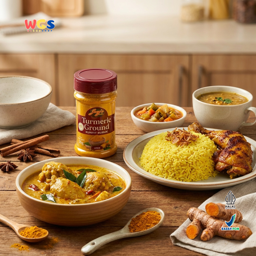 Jay’s Kitchen Turmeric Ground 55g - Kunyit Bubuk Murni Halal untuk Kari & Nasi Kuning