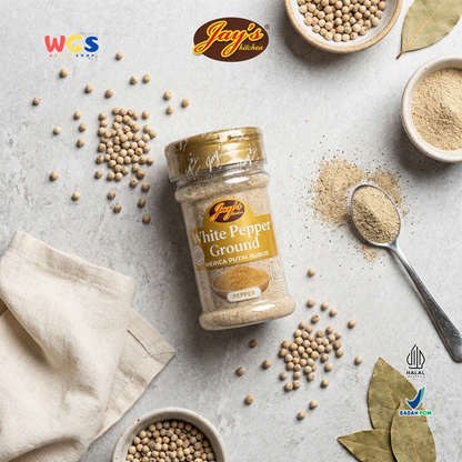 Jay’s Kitchen White Pepper Ground 75g - Merica Putih Bubuk Halal untuk Sup, Tumisan & Bumbu Masak