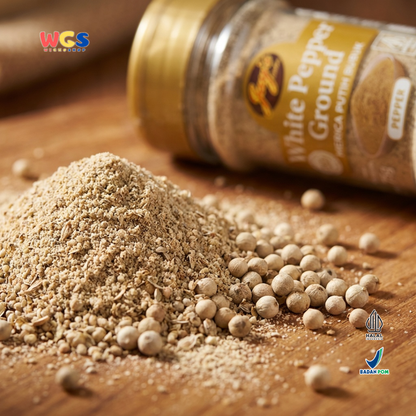 Jay’s Kitchen White Pepper Ground 75g - Merica Putih Bubuk Halal untuk Sup, Tumisan & Bumbu Masak