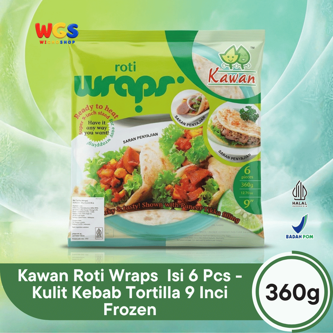 Kawan Roti Wraps 360g Isi 6 Pcs - Kulit Kebab Tortilla 9 Inci Frozen